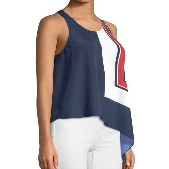 JOIE Edweina  Asymmetric Tank Top In Dark Navy - Picture 1 of 4